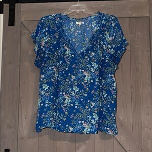 Max Studio Blue Floral Blouse